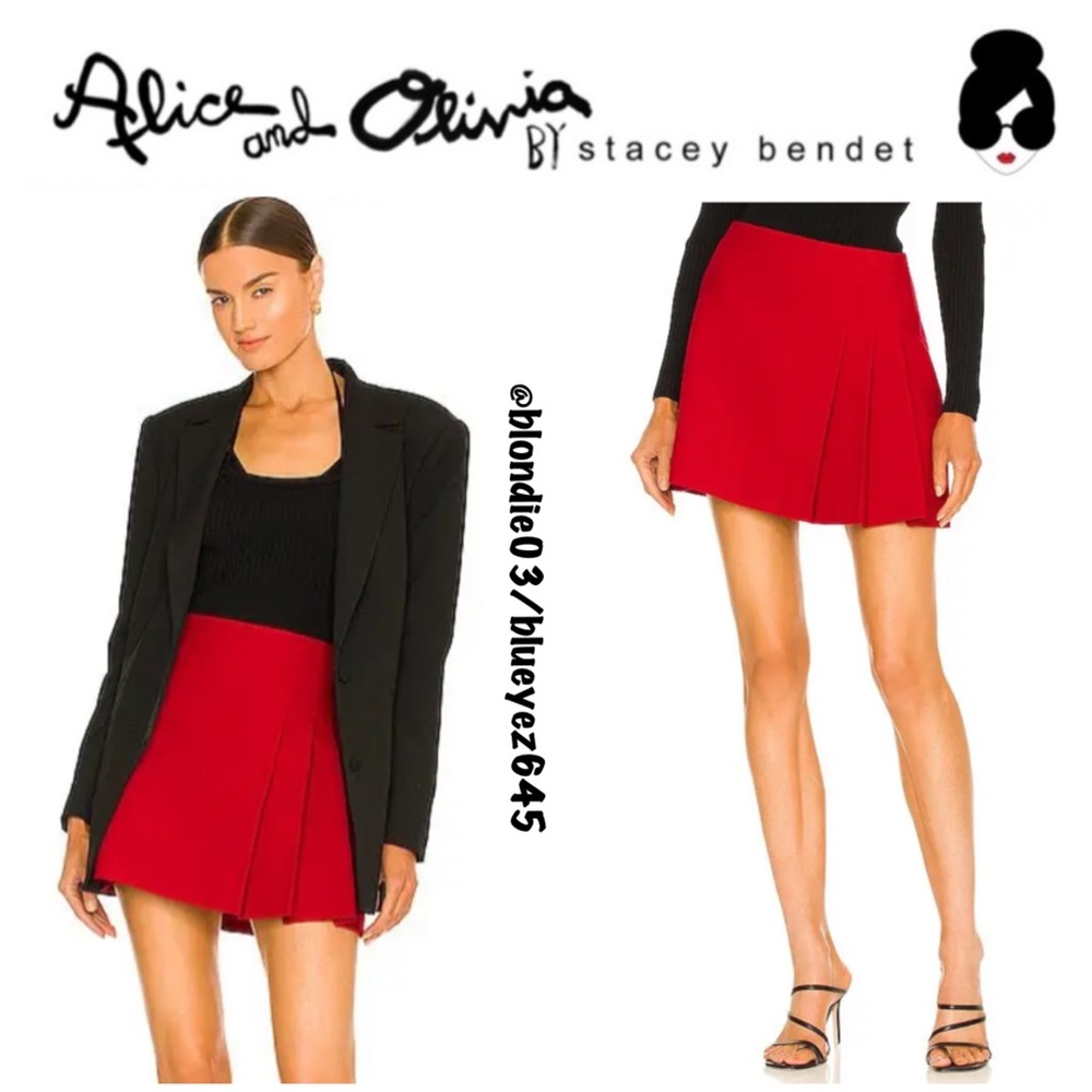 Alice + Olivia Semira Pleated Mini Skirt 8 NWT